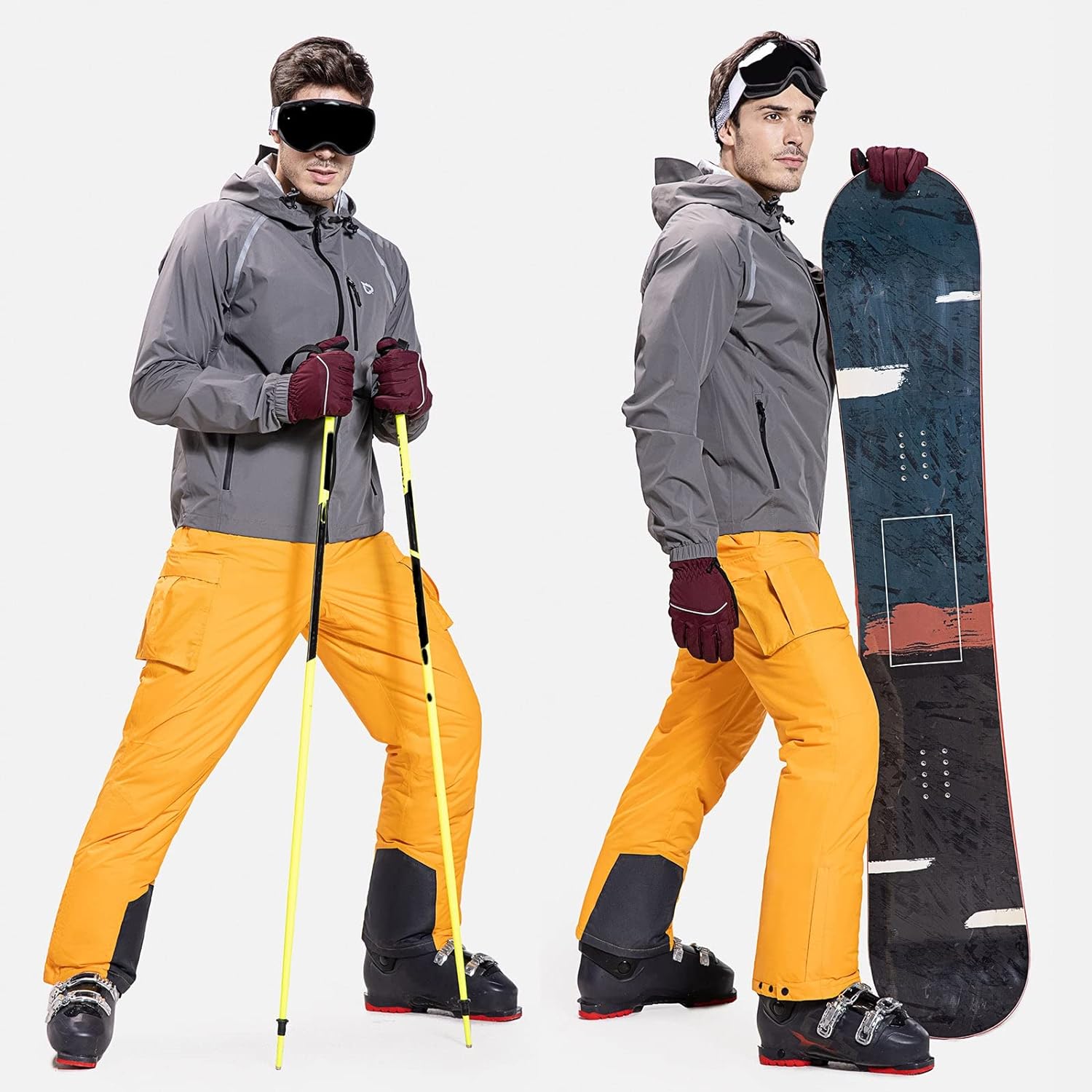 BALEAF Men's Ski Bibs Insulated Waterproof Coveralls Overalls Cargo Pockets  Ripstops Snow Pants Warm Skiing Suits Ice Work